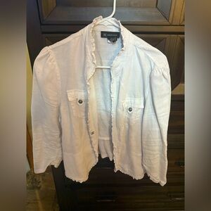 INC International Concepts White linen Blazer Elegant Suit Jacket